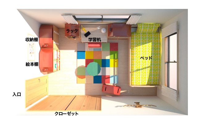 幼児 小学校向けに北欧風家具でコーディネートしたかわいい子供部屋事例 子供部屋のレイアウト インテリアコーディネート