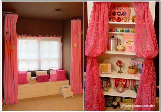 ピンクとチョコレートのプリンセス子供部屋 子供部屋のレイアウト インテリアコーディネート
